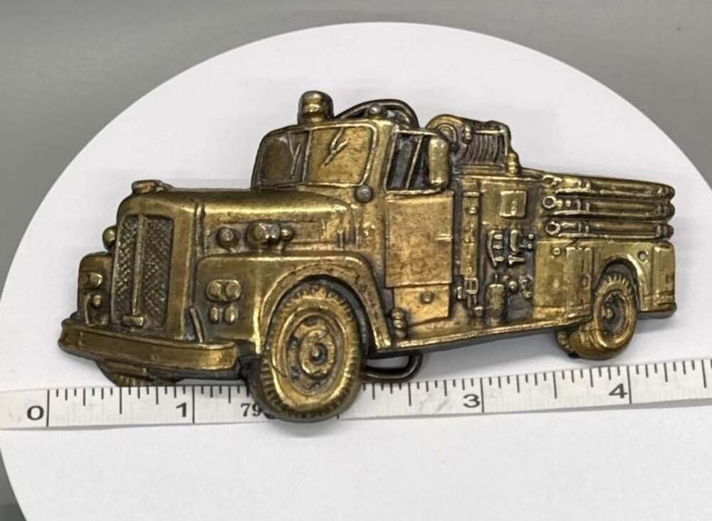 Vtg 70s Baron Solid Brass Fire Engine Truck Belt Buckle 4085 Fireman Firefighter - Picture 16 of 16